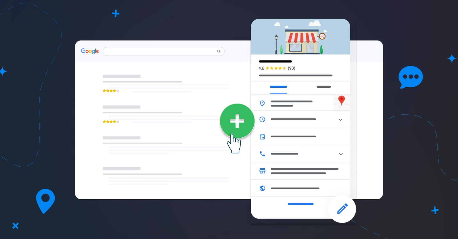 Interfaz de Google mostrando una ficha de negocio con reseñas